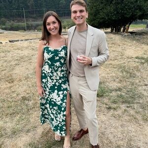 Abercrombie & Fitch Green Floral Dress with slit